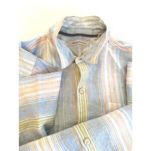 Tommy Bahama Striped Linen Shirt XL Short Sleeve Lightweight Vacation Classic